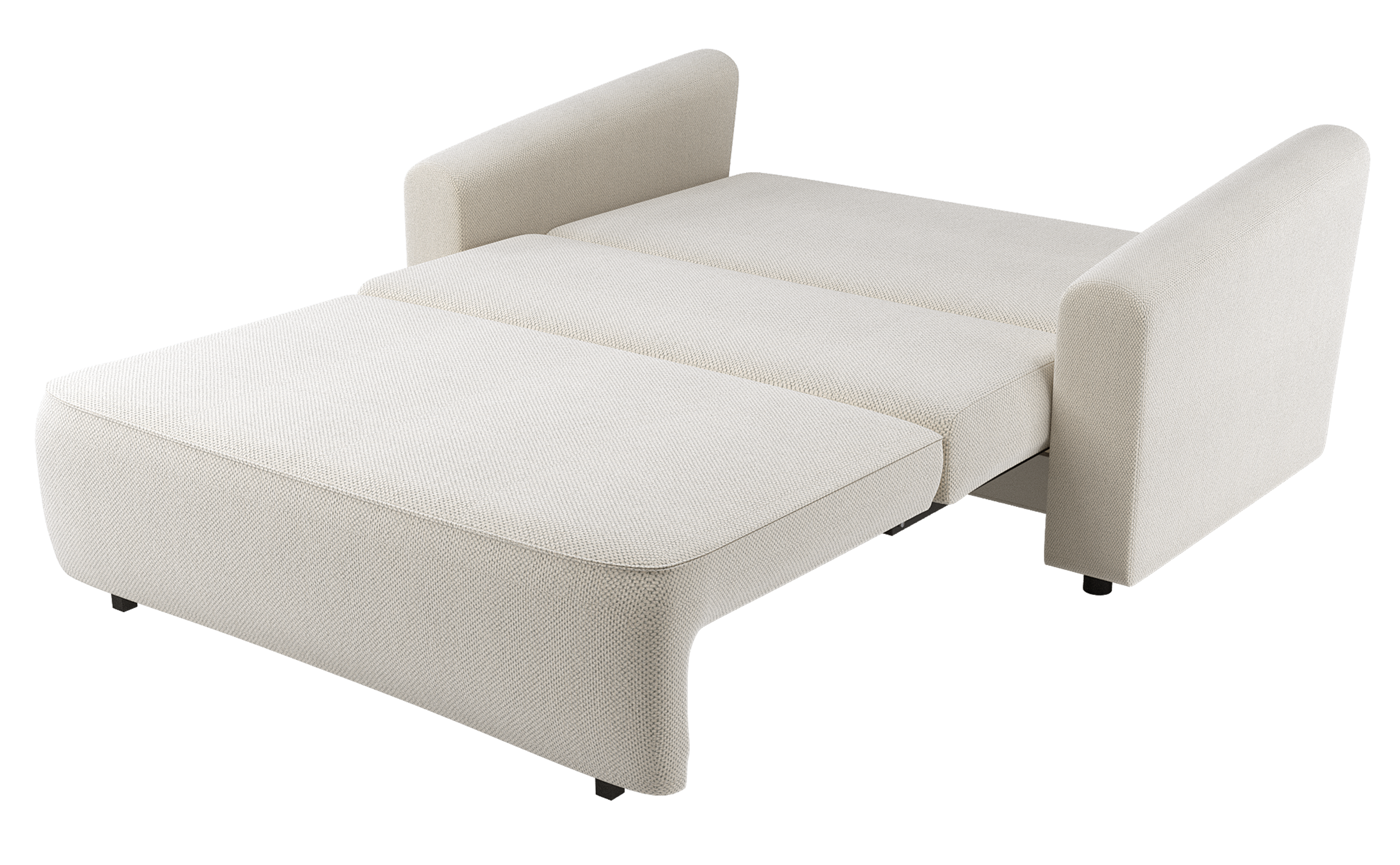 Zweisitziges ausziehbares Sofa Stevio 170 cm mit Stauraum, cremefarben, hydrophobes Chenille