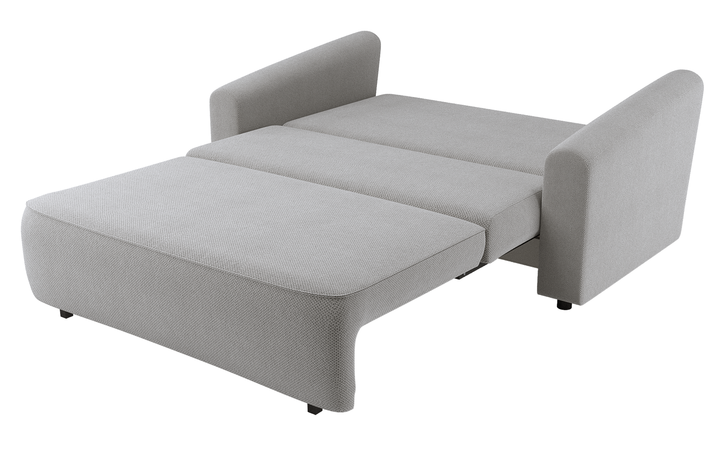 Zweisitziges ausklappbares Sofa Stevio 170 cm mit Stauraum, grauer hydrophober Chenille-Stoff
