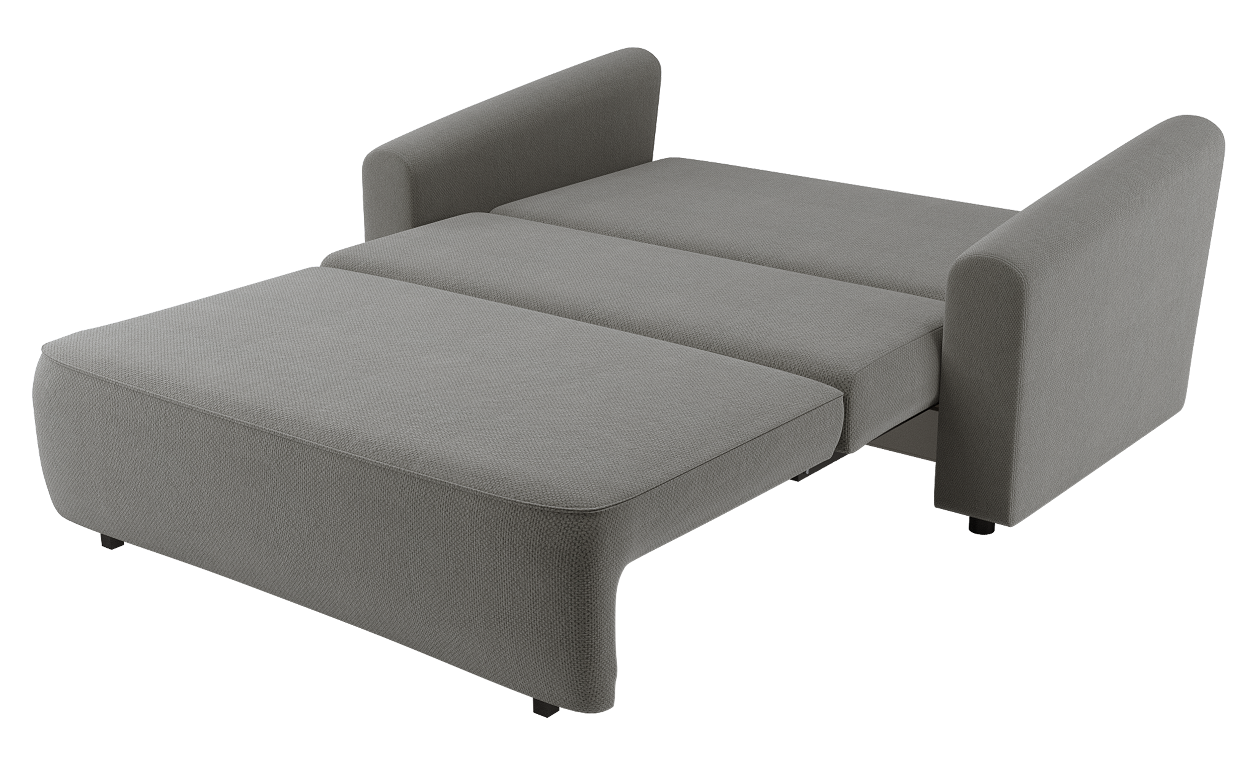 Zweisitziges ausklappbares Sofa Stevio 170 cm mit Stauraum, dunkelgrauer hydrophober Chenillebezug