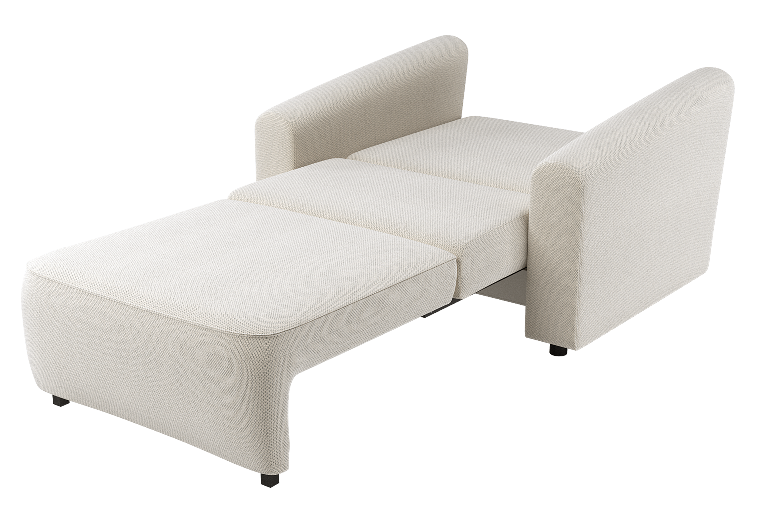 Klappbarer Sessel Stevio mit Stauraum, cremefarbener, hydrophober Chenillestoff