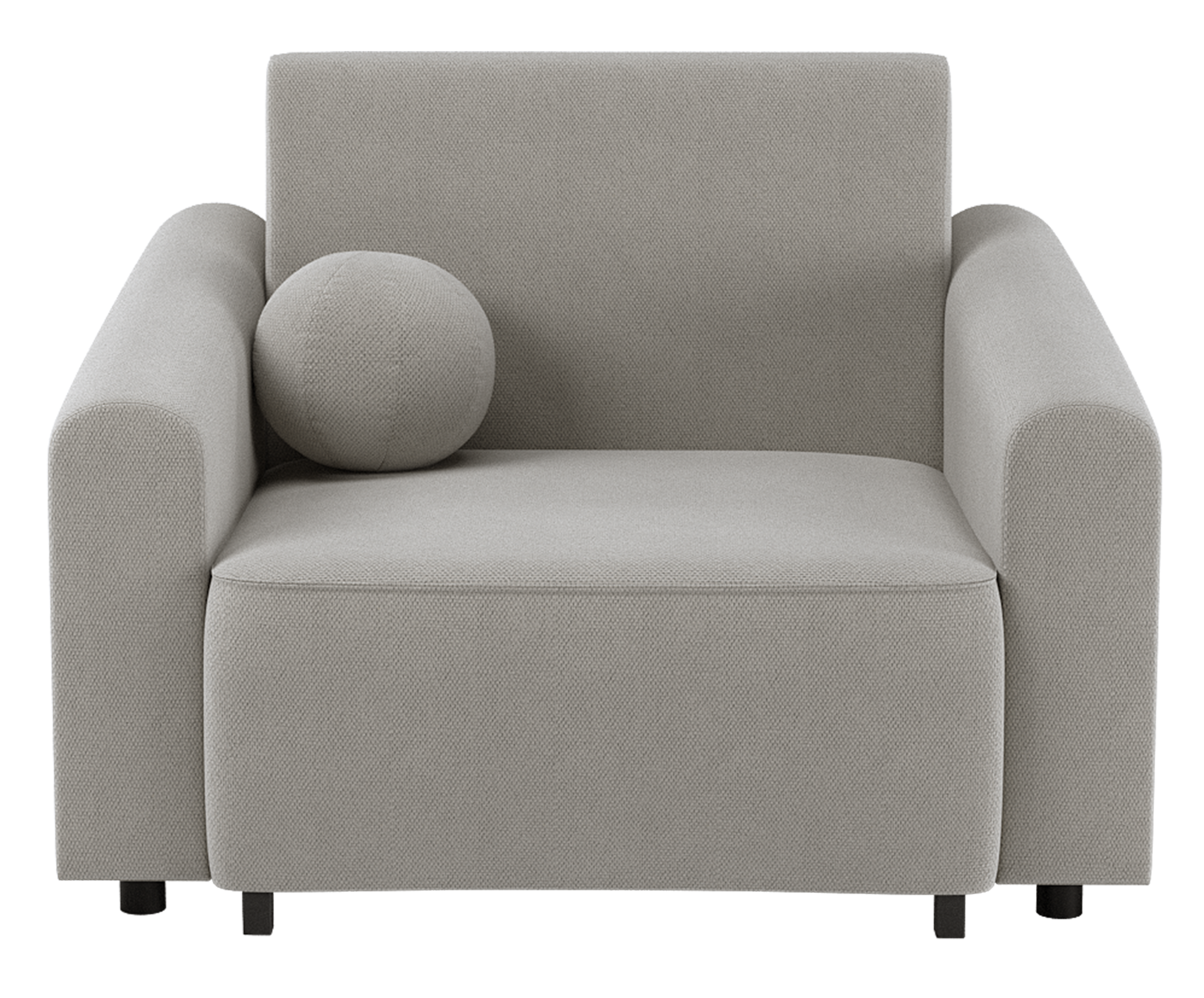 Klappbarer Sessel Stevio mit Stauraum, hellbeiger hydrophober Chenille-Stoff