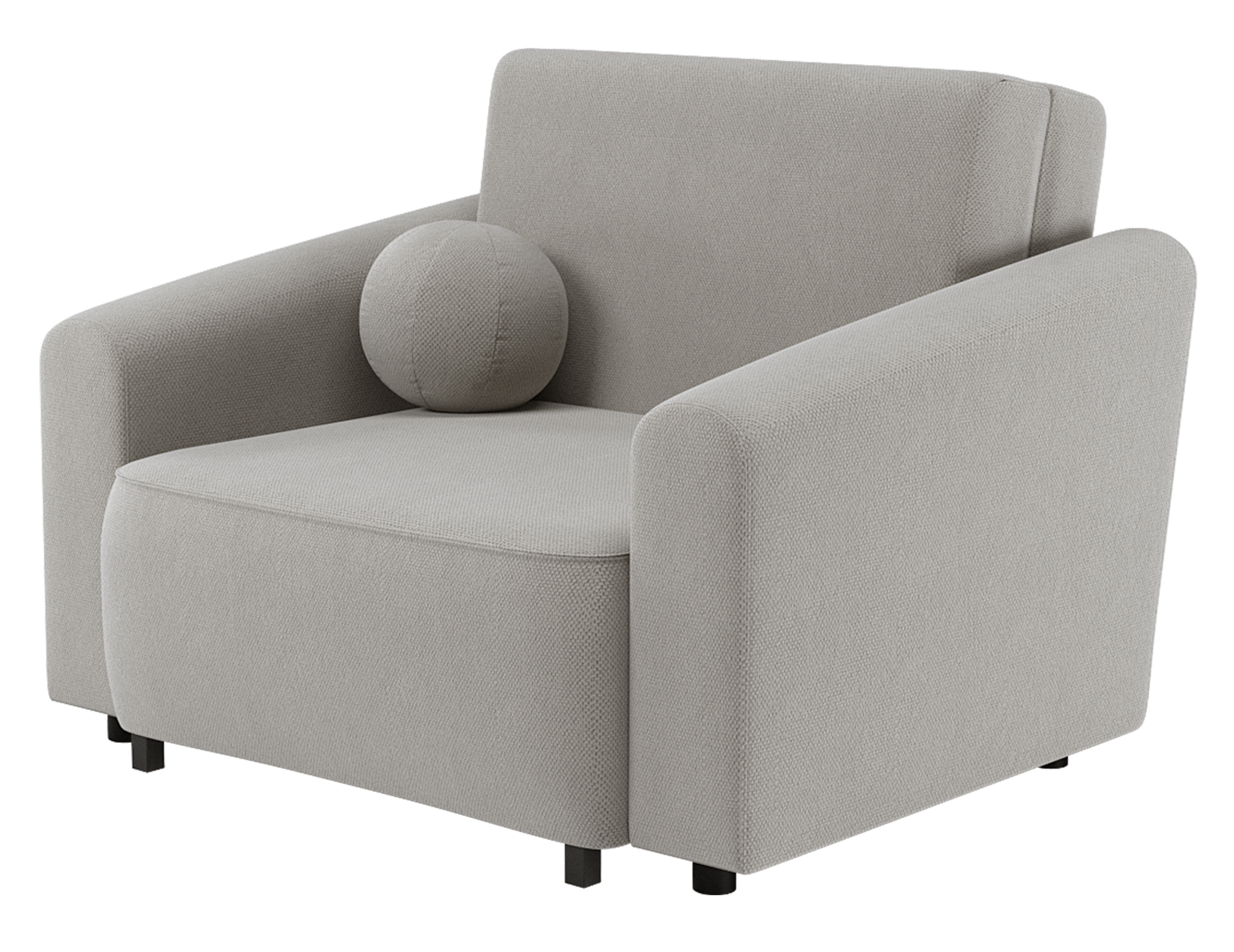 Klappbarer Sessel Stevio mit Stauraum, hellbeiger hydrophober Chenille-Stoff