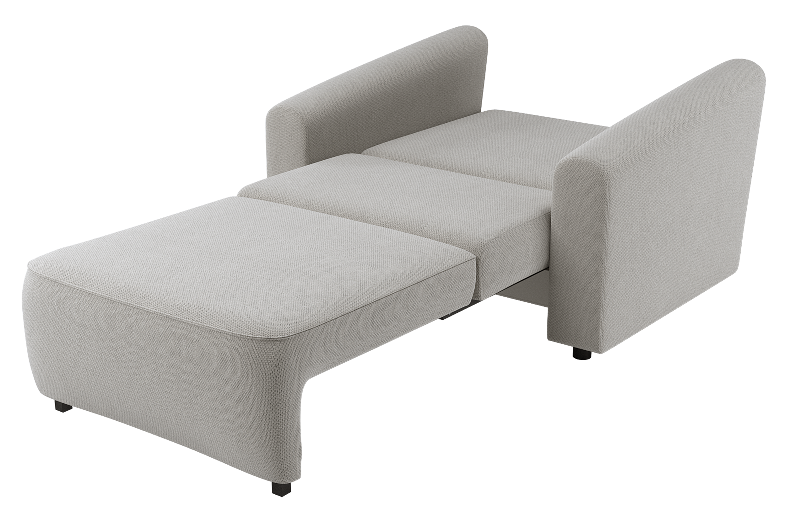 Klappbarer Sessel Stevio mit Stauraum, hellbeiger hydrophober Chenille-Stoff