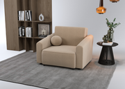Klappbarer Stevio-Sessel mit Aufbewahrungsfach, beige, hydrophobes Chenille-Gewebe