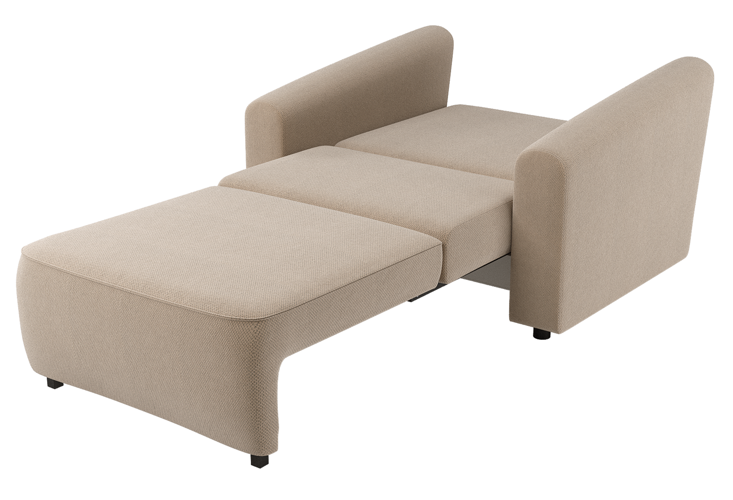 Klappbarer Stevio-Sessel mit Aufbewahrungsfach, beige, hydrophobes Chenille-Gewebe