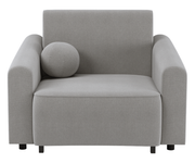 Ausklappbarer Stuhl Stevio mit Stauraum, grauer hydrophober Chenille-Stoff