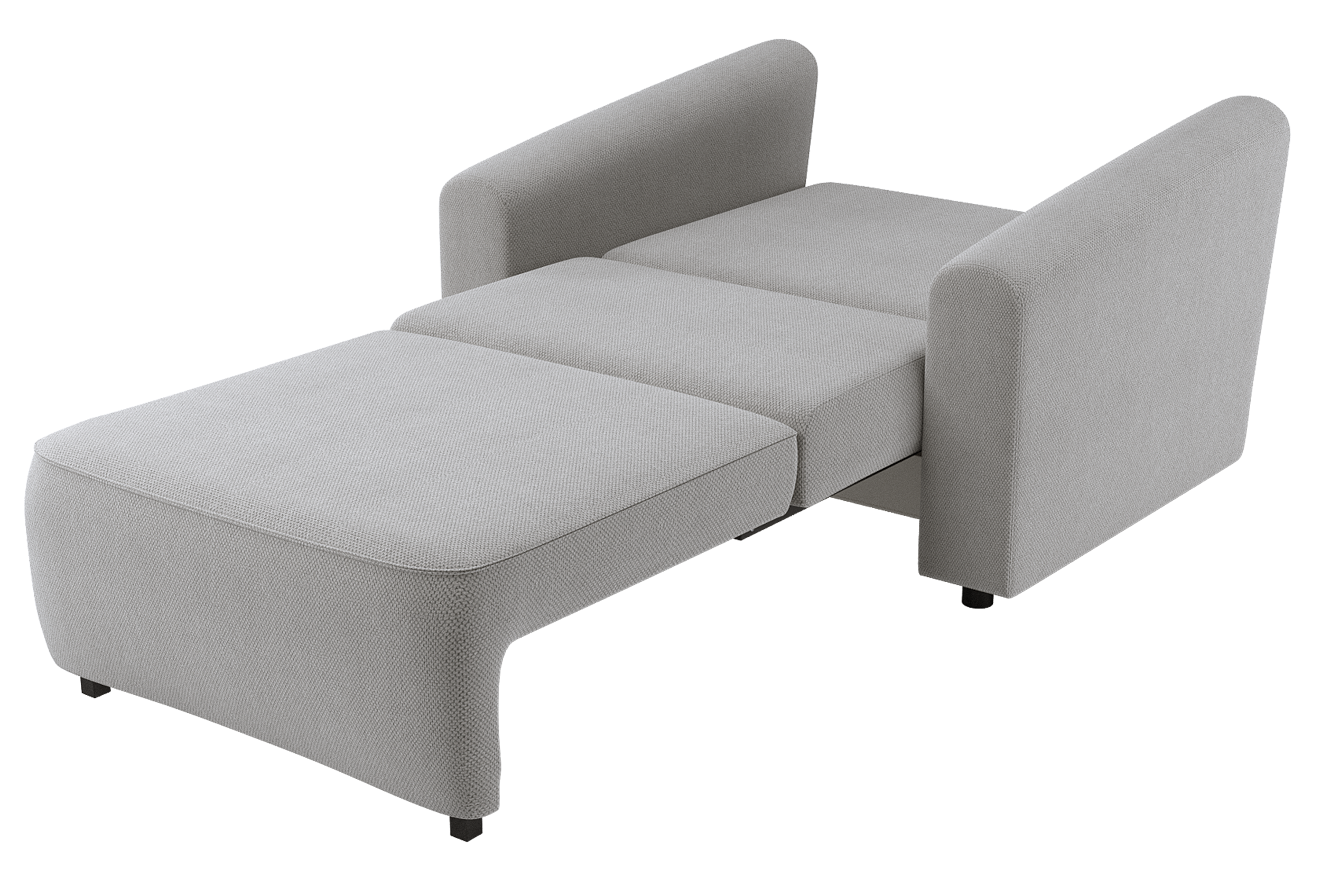 Ausklappbarer Stuhl Stevio mit Stauraum, grauer hydrophober Chenille-Stoff