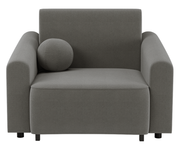 Klappbarer Sessel Stevio mit Stauraum, dunkelgrauer hydrophober Chenillestoff