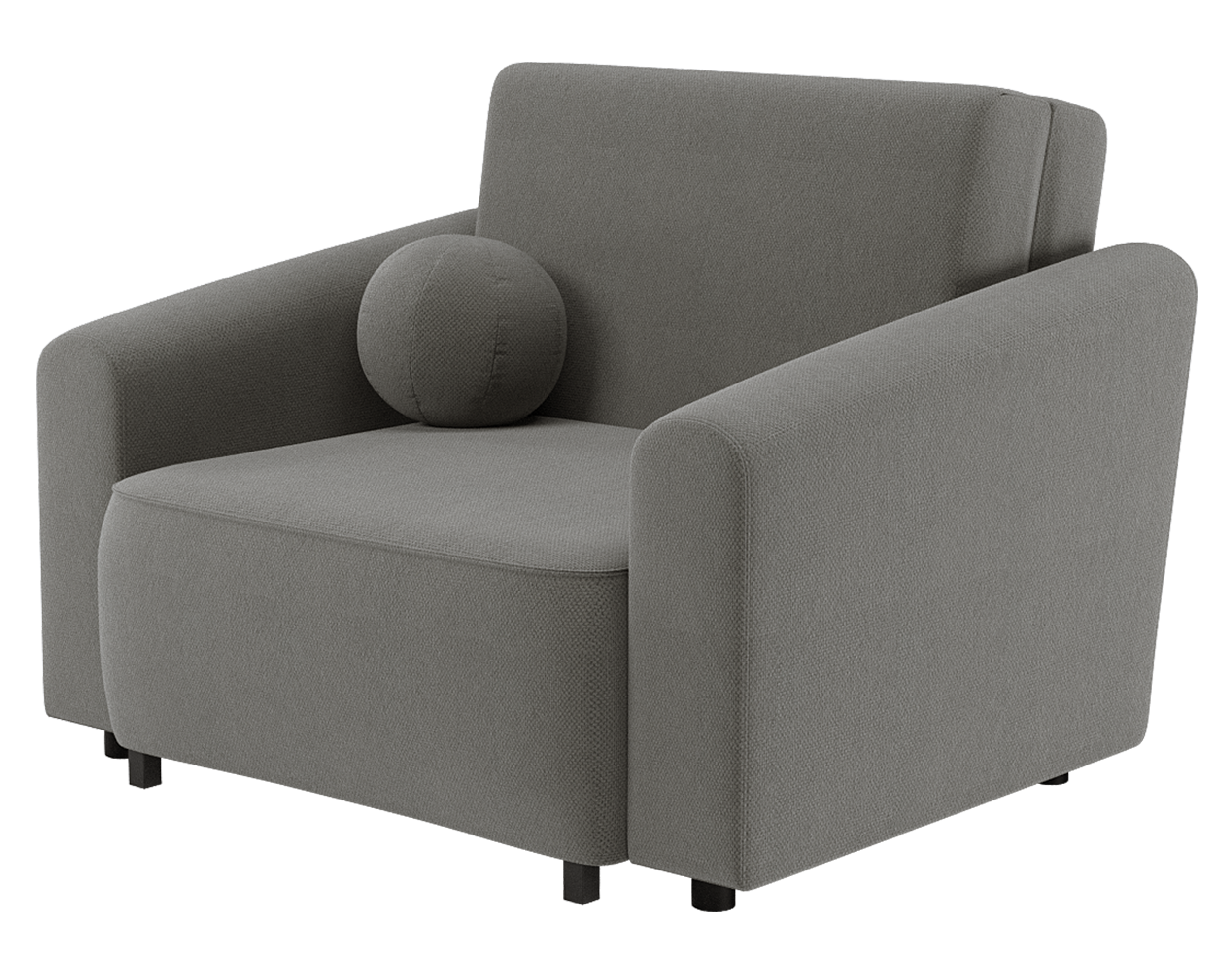 Klappbarer Sessel Stevio mit Stauraum, dunkelgrauer hydrophober Chenillestoff
