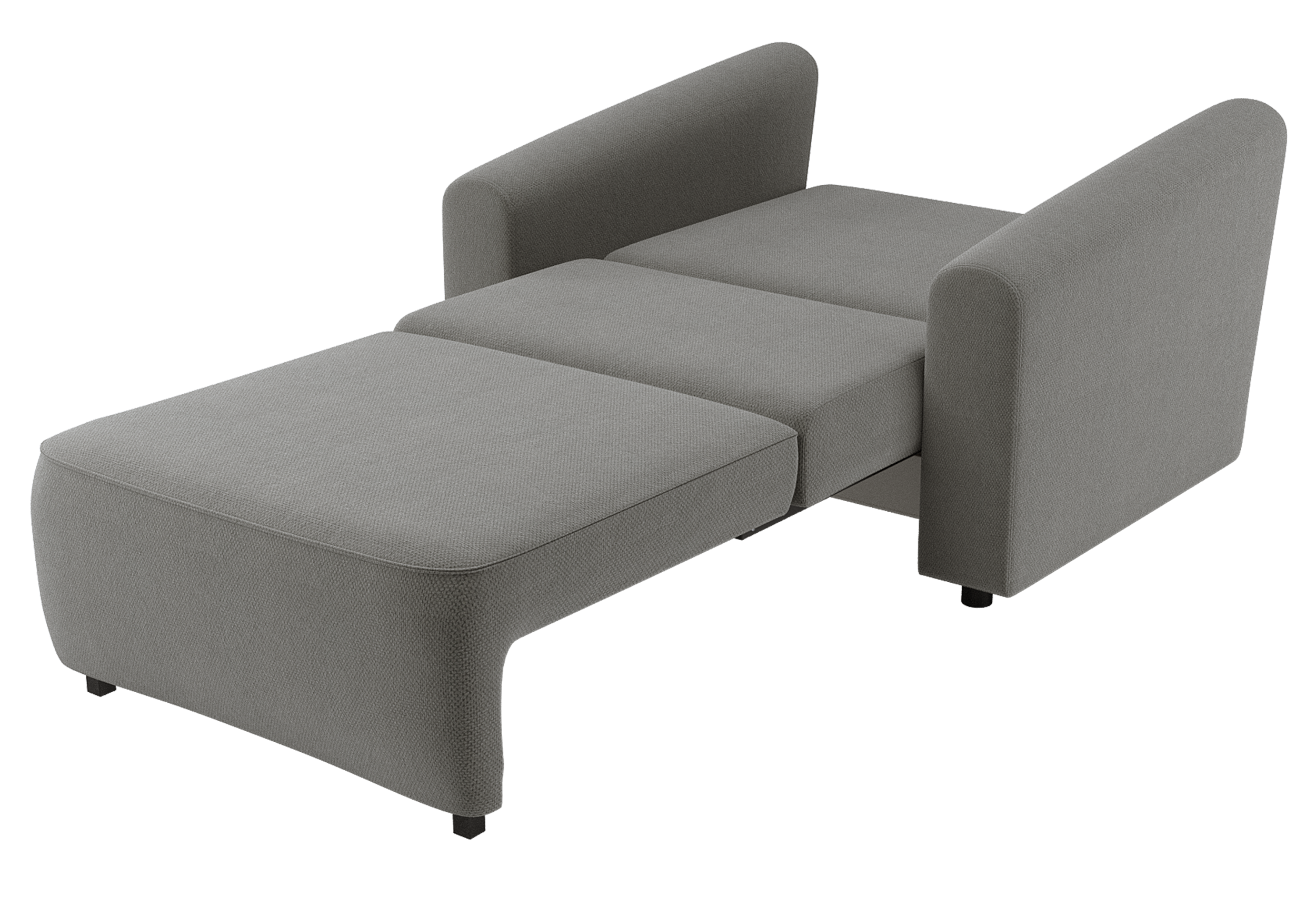 Klappbarer Sessel Stevio mit Stauraum, dunkelgrauer hydrophober Chenillestoff