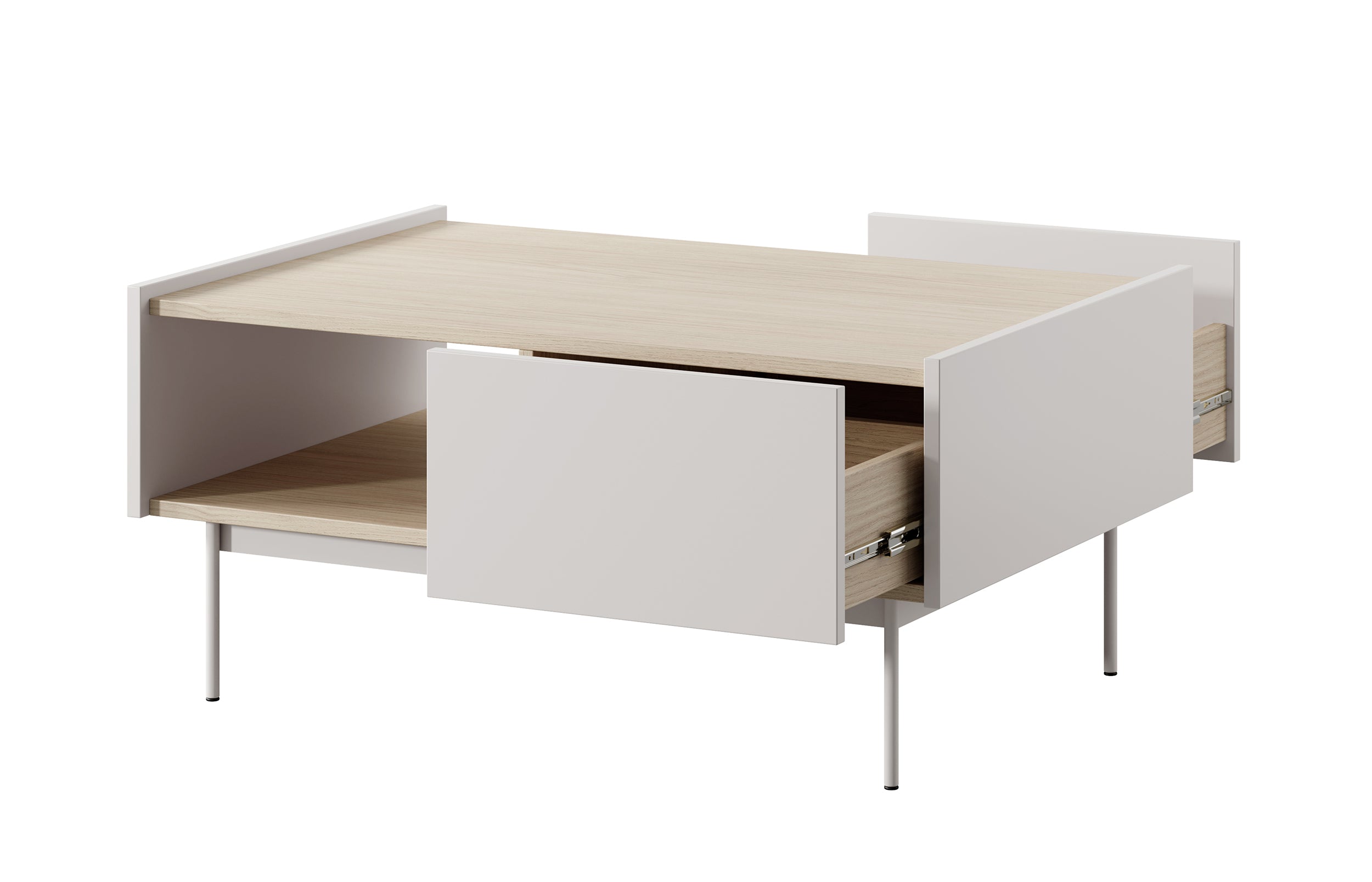 Couchtisch Color 97x65 cm mit Schubladen Kaschmir / Eiche Linea