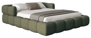 Upholstered bed 180x200 cm Stormi mit rollbarem Lattenrost, grüner Chenille