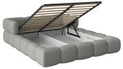 Polsterbett 160x200 cm Stormi mit Rollrost, hellgrauer Chenille
