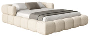 Upholstered bed 120x200 cm Stormi mit rollbarem Lattenrost, cremefarbenes Chenille
