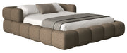 Upholstered bed 120x200 cm Stormi with storage metal frame light brown chenille