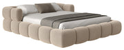 Upholstered bed 160x200 cm Stormi roll-up slatted frame beige chenille hydrophobic easy-clean