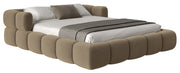 Upholstered bed 140x200 cm Stormi with storage, metal frame, light brown chenille, hydrophobic, easy-clean