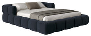 Upholstered bed 140x200 cm Stormi rollable frame navy chenille hydrophobic easy-clean