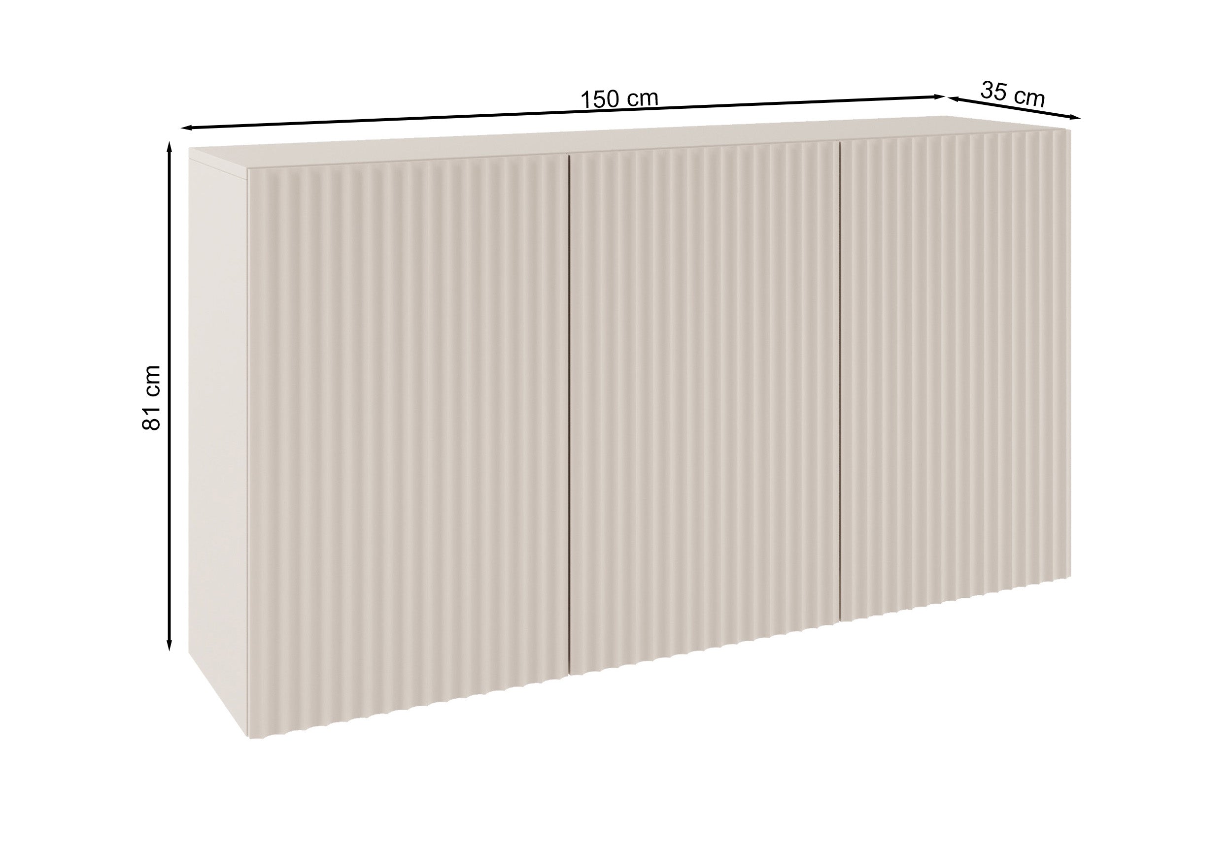 Drehtür-Kommode Sunds mit gerillten Fronten 150 cm Kaschmir