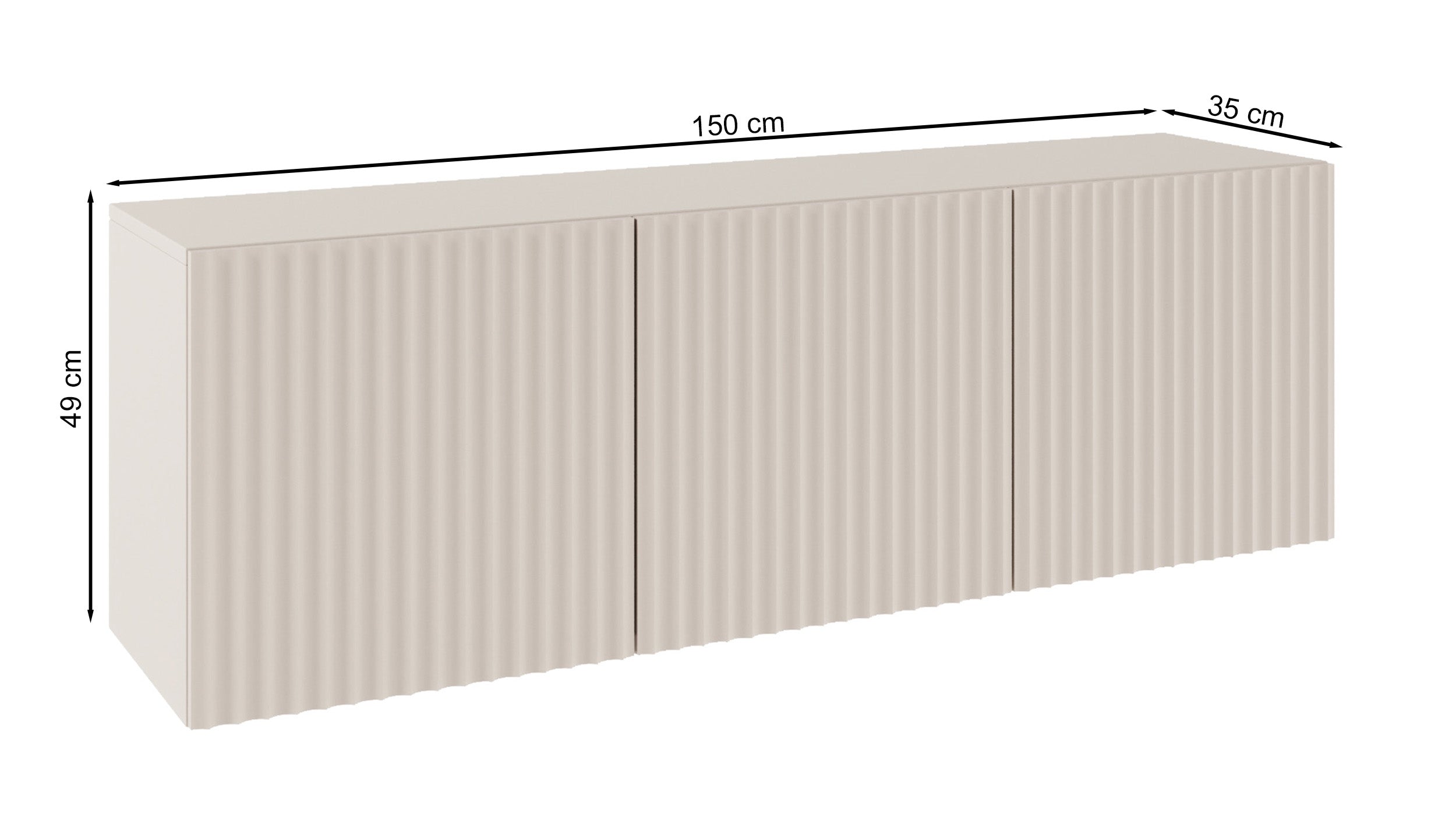 Drehtüriger TV-Schrank Sunds mit gerillten Fronten, 150 cm, Kaschmir