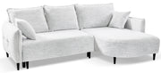 Ecksofa mit Schlaffunktion Oblivio Mini, L-förmig, rechtsseitig, mit Stauraum, weißes Geflecht