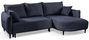 Ecksofa mit Schlaffunktion Oblivio Mini, L-förmig, rechtsseitig, mit Stauraum, marineblaues Geflecht