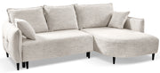 Ecksofa mit Schlaffunktion Oblivio Mini, L-förmig, rechtsseitig, mit Stauraum, beige Flechtmuster