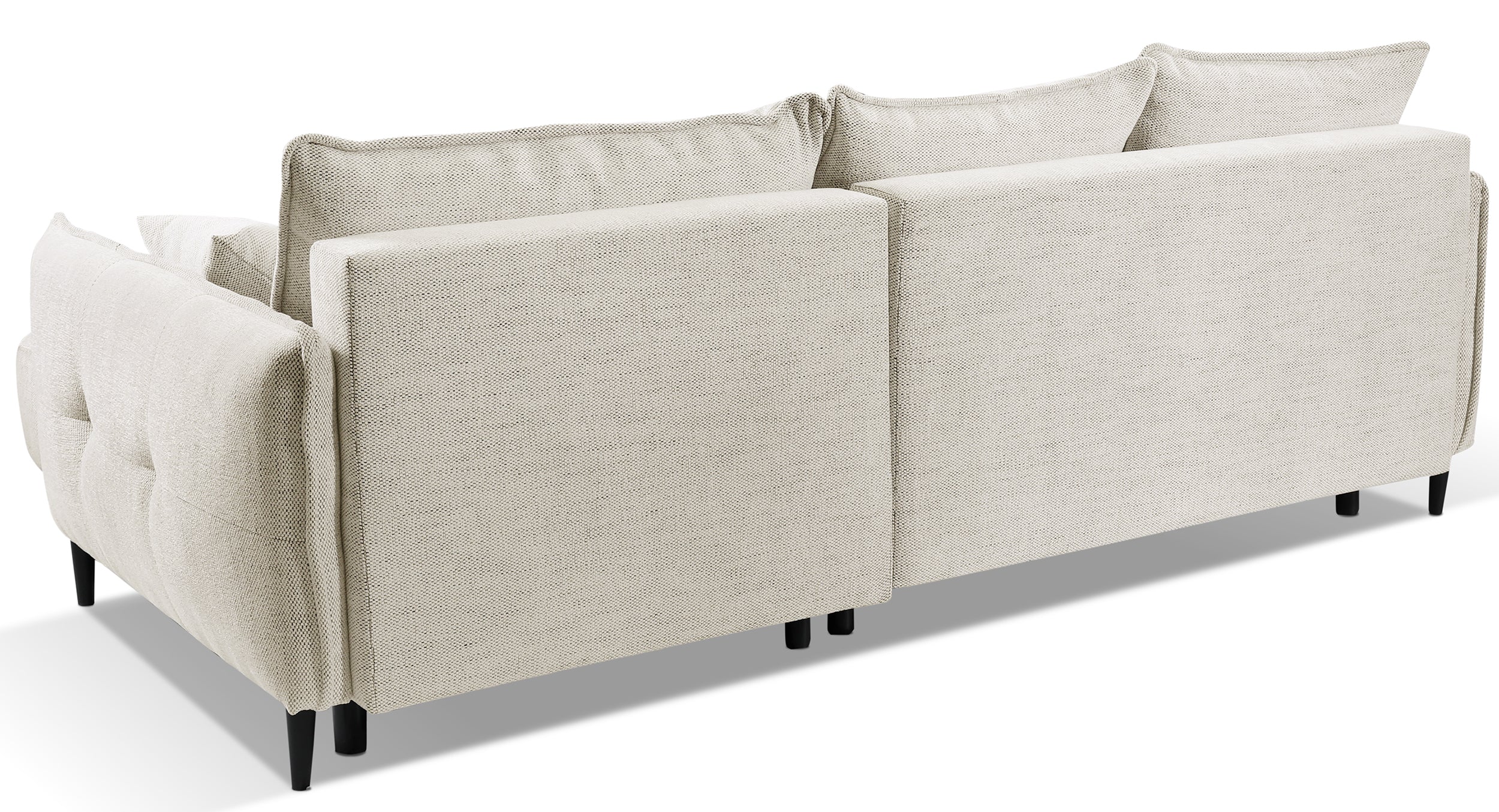 Ecksofa mit Schlaffunktion Oblivio Mini, L-förmig, rechtsseitig, mit Stauraum, beige Flechtmuster