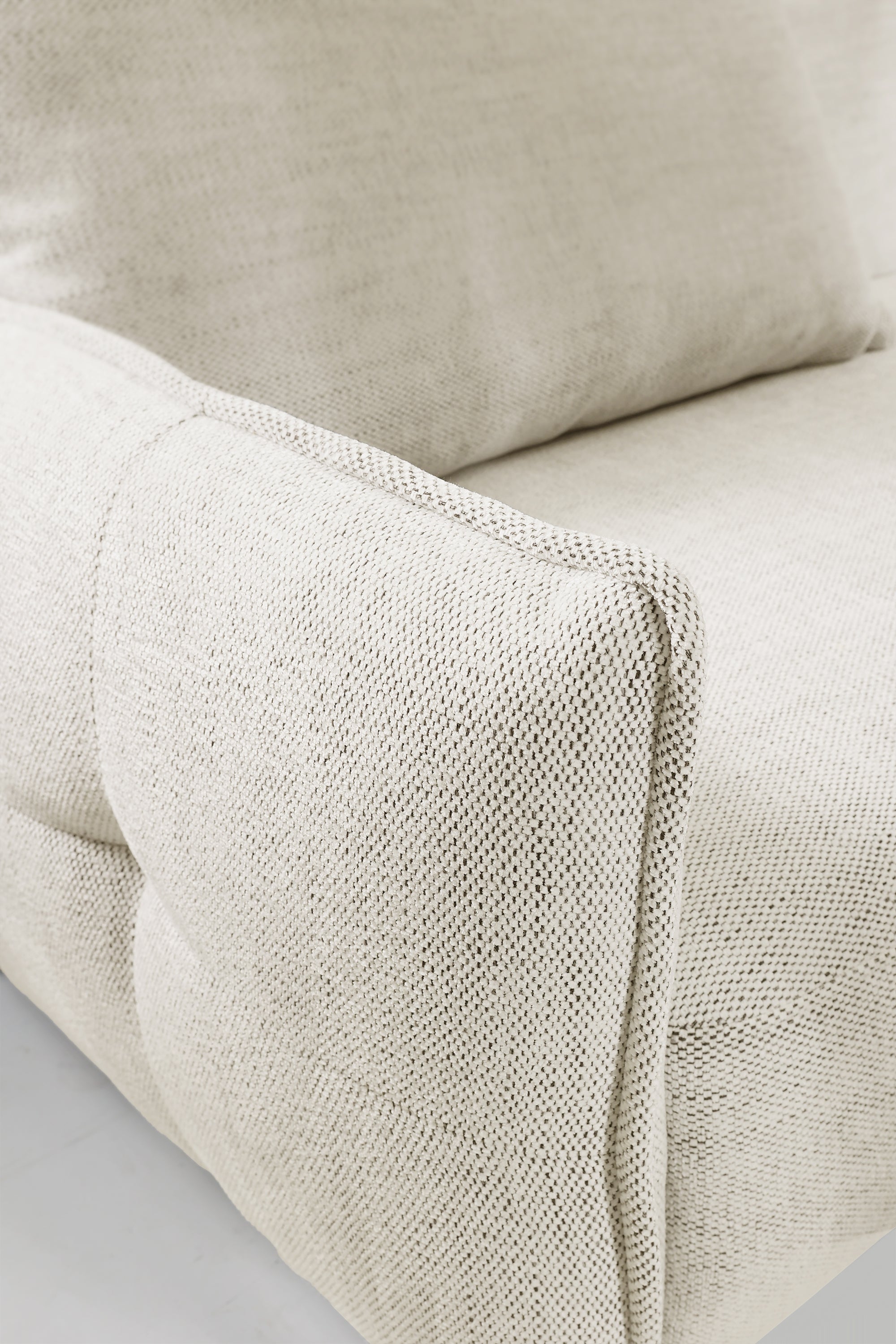 Ecksofa mit Schlaffunktion Oblivio Mini, L-förmig, rechtsseitig, mit Stauraum, beige Flechtmuster