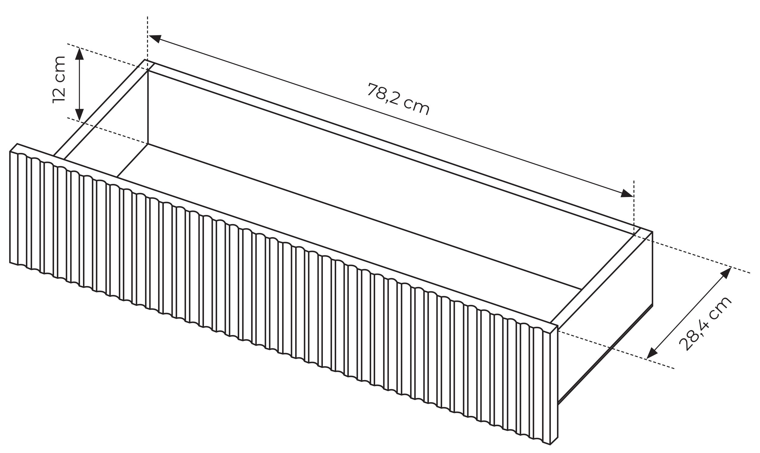 Zweiturige Kommode Falsetto mit geriffelten Fronten und drei Schubladen, 187 cm, schwarz