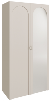 Zweiflügeliger Schrank Arkadia mit gefräster Front und Spiegel, 100 cm, Kaschmir