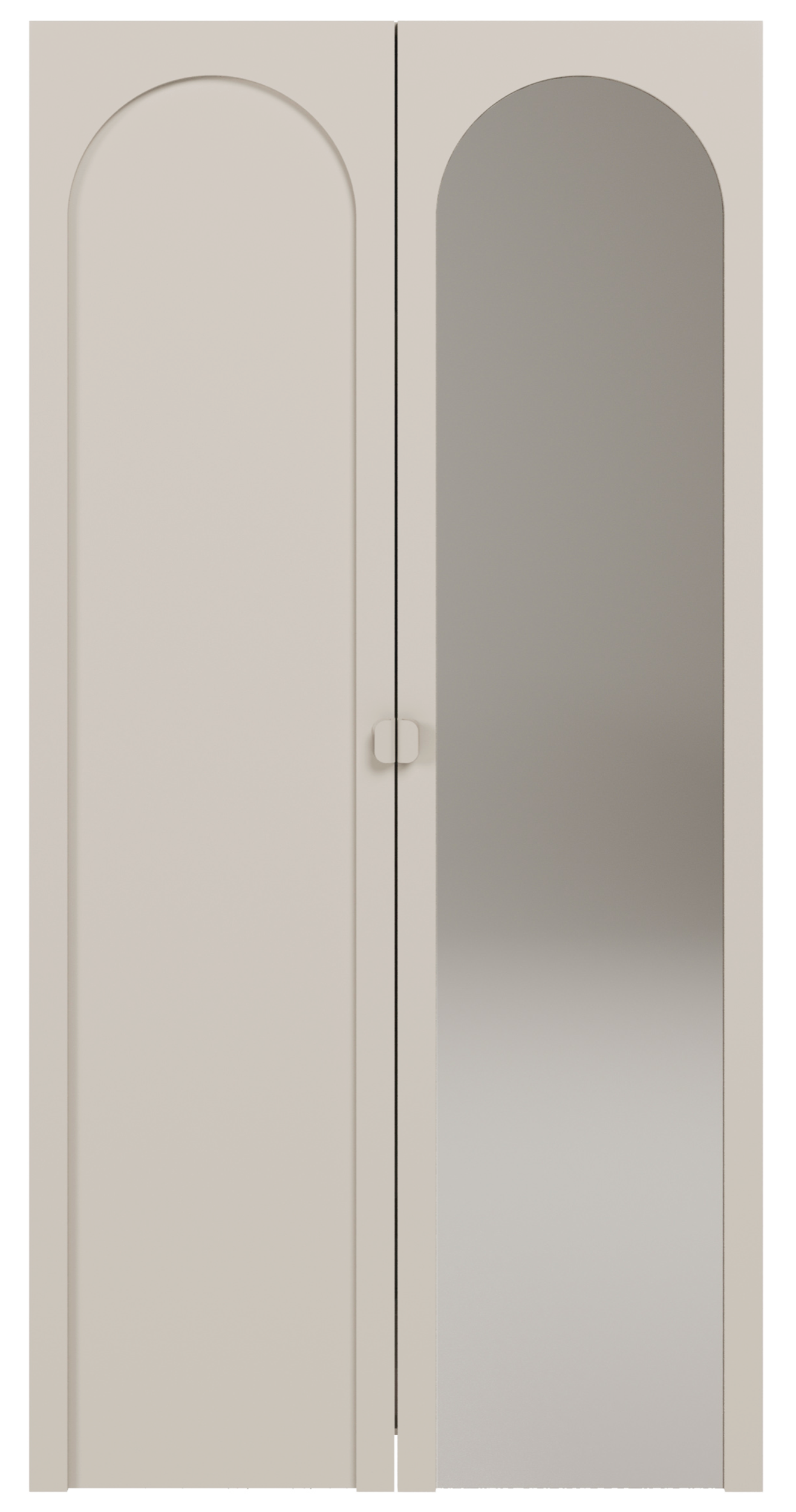 Zweiflügeliger Schrank Arkadia mit gefräster Front und Spiegel, 100 cm, Kaschmir