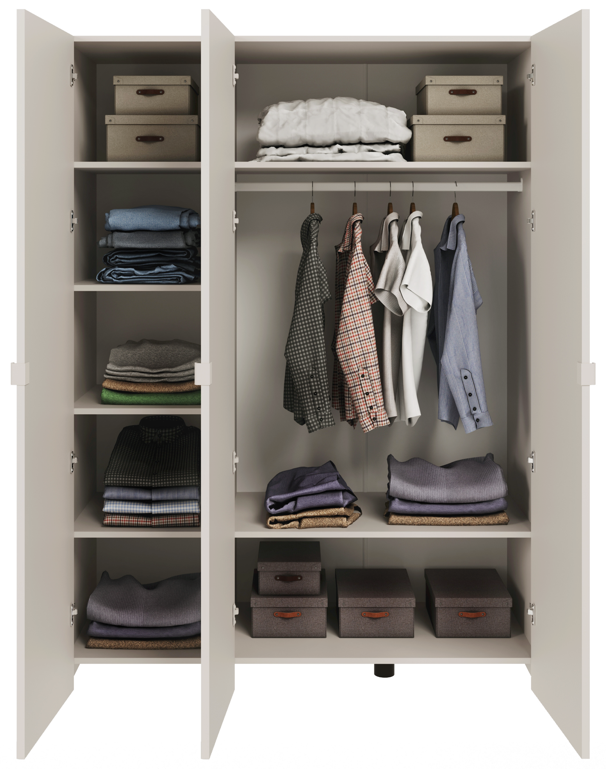 Drehtürenschrank Arkadia mit gefräster Front, 150 cm, Kaschmir