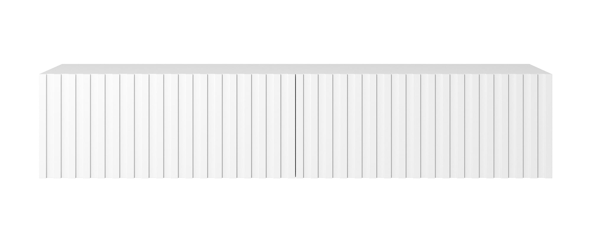 TV-Schrank Telire 138,6 cm Weiß mit lamellenförmiger Front