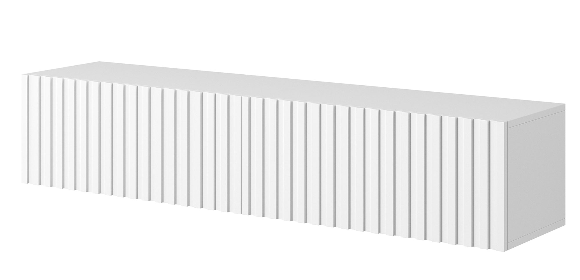 TV-Schrank Telire 138,6 cm Weiß mit lamellenförmiger Front