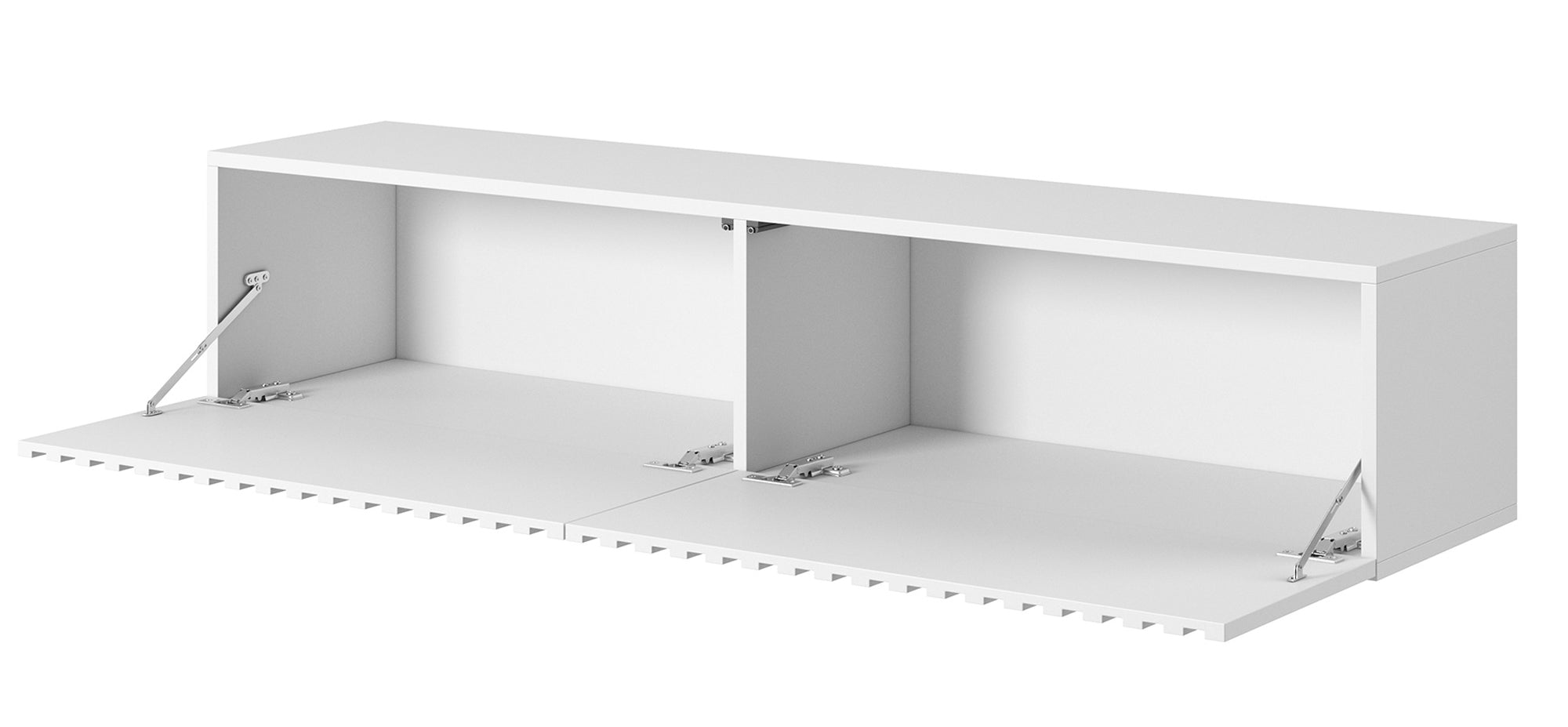 TV-Schrank Telire 138,6 cm Weiß mit lamellenförmiger Front