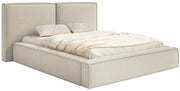 Polsterbett 200x200 cm Tilves mit Stauraum, Metallrahmen, hellbeige Bouclé