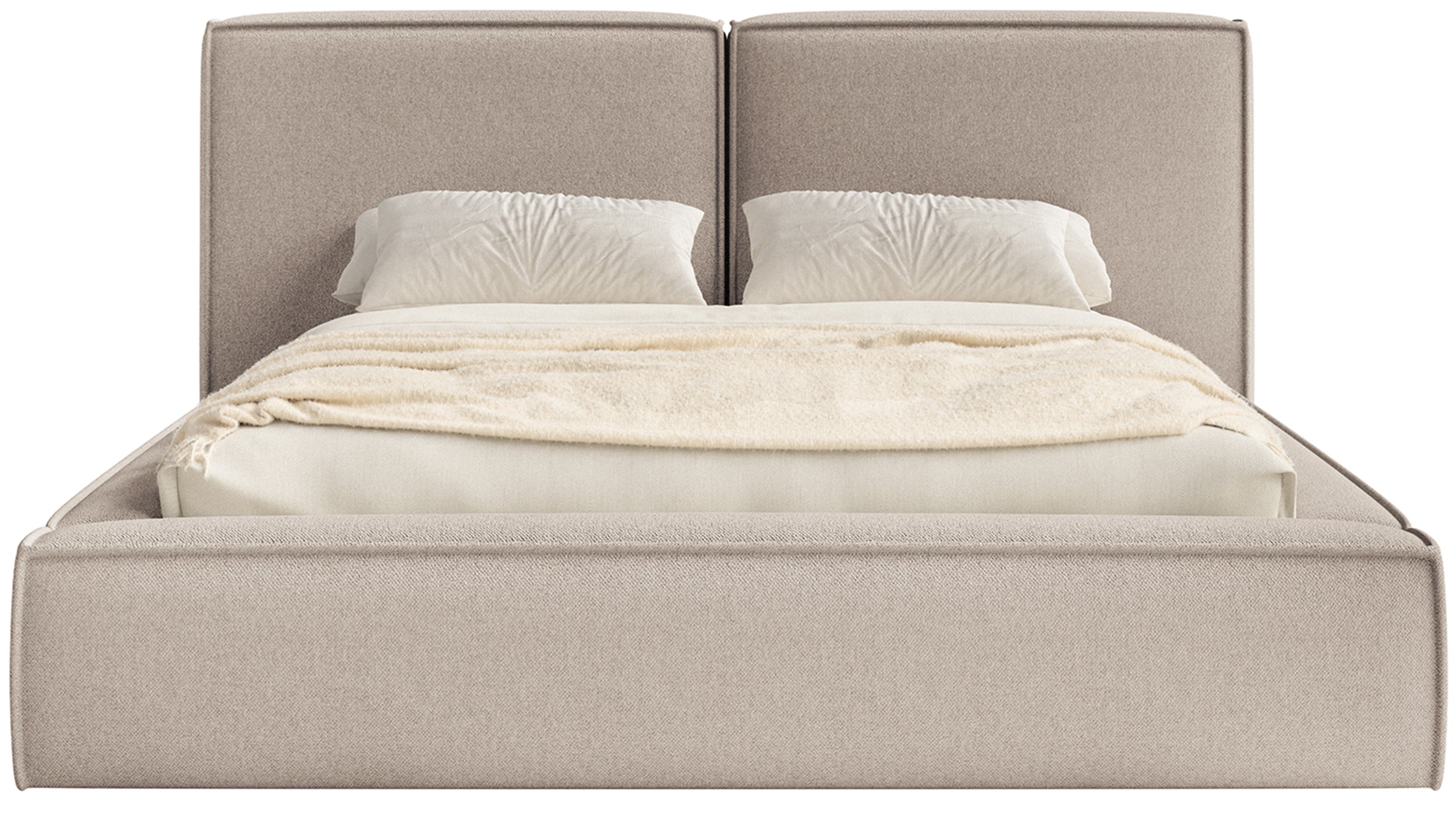 Polsterbett 180x200 cm Tilves mit Stauraum, Metallrahmen, beige Chenille
