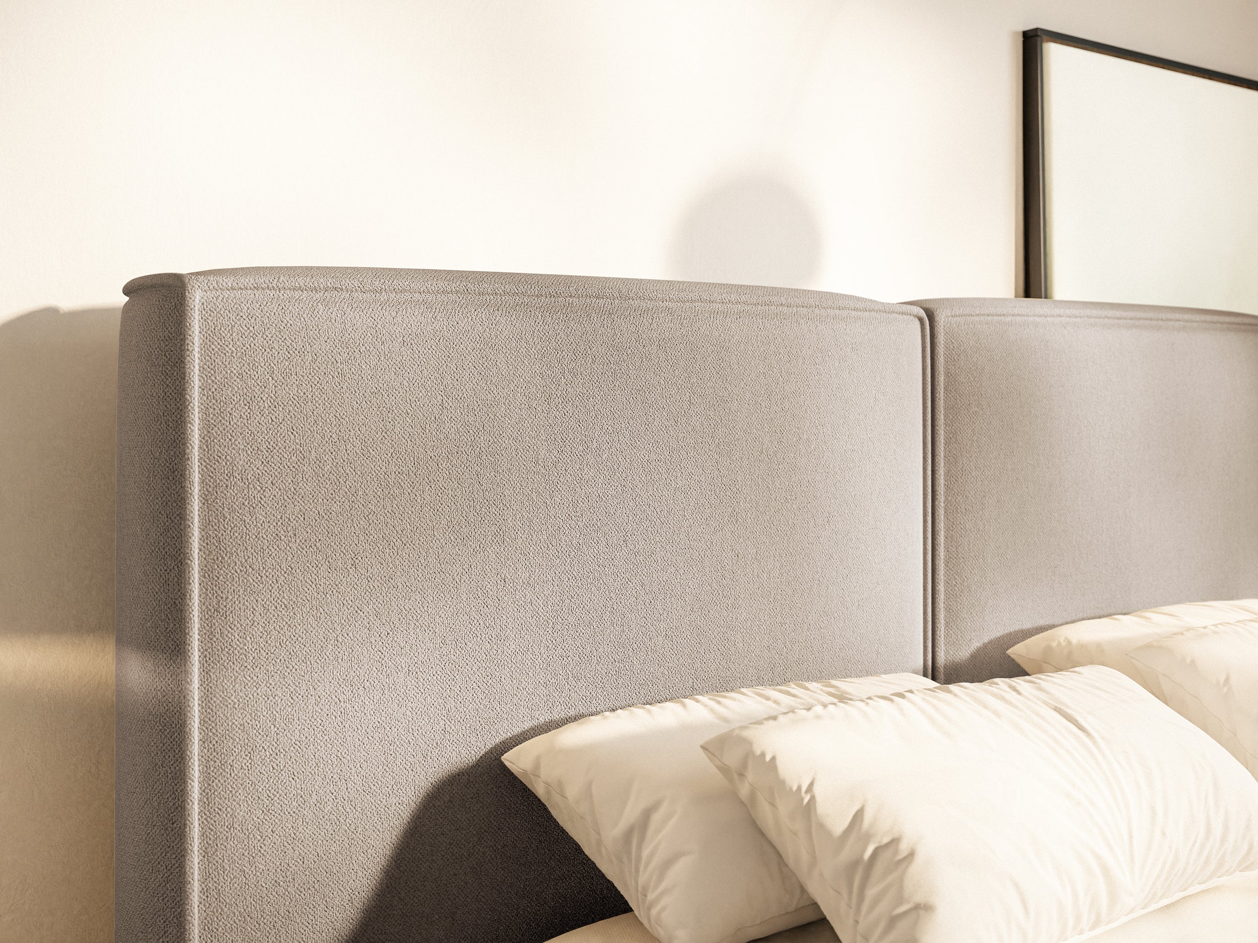 Polsterbett 180x200 cm Tilves mit Stauraum, Metallrahmen, beige Chenille