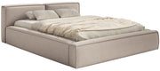 Polsterbett 200x200 cm Tilves Slim Low mit Stauraum, Metallrahmen, beige Chenille