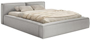 Polsterbett 140x200 cm Tilves Slim Low mit Stauraum, Metallrahmen, hellgrauer Chenille-Stoff