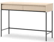Trend Schminktisch mit Schubladen und Beleuchtung 112 cm, geriffelte Fronten, sandbeige / schwarz