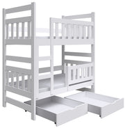Etagenbett 80x185 cm Dromi mit Schubladen, weiß