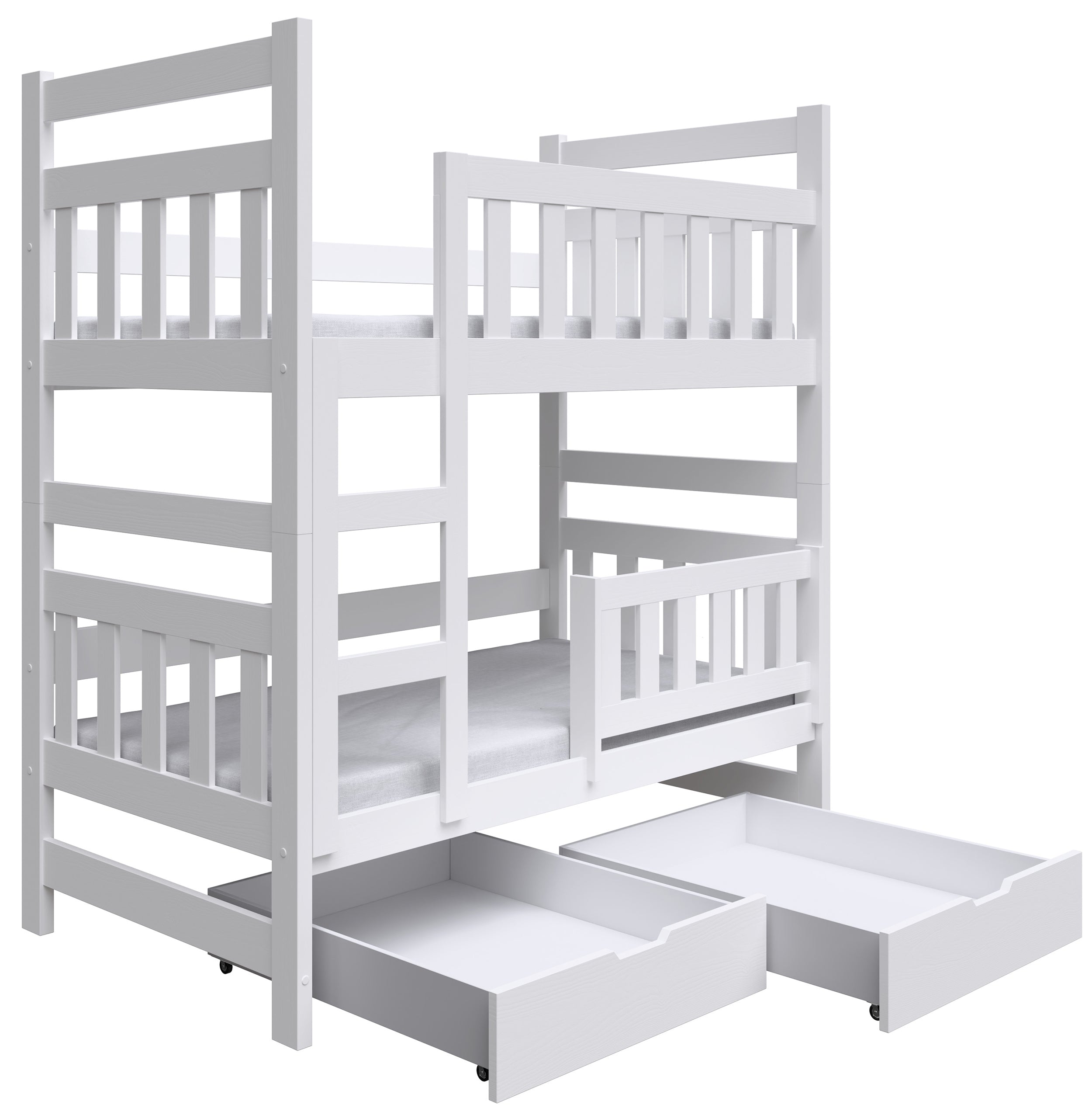 Etagenbett 80x185 cm Dromi mit Schubladen, weiß