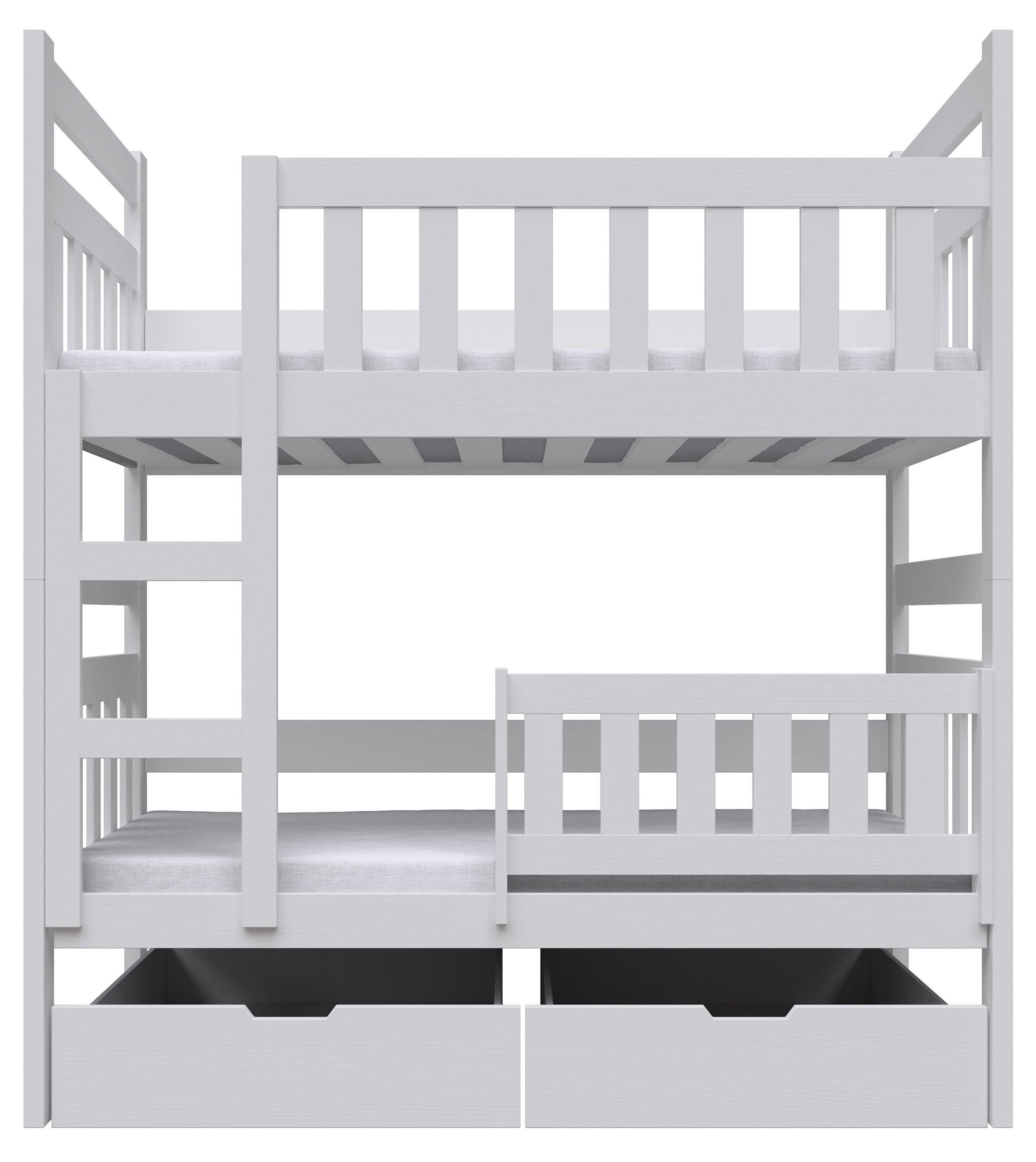 Etagenbett 80x185 cm Dromi mit Schubladen, weiß