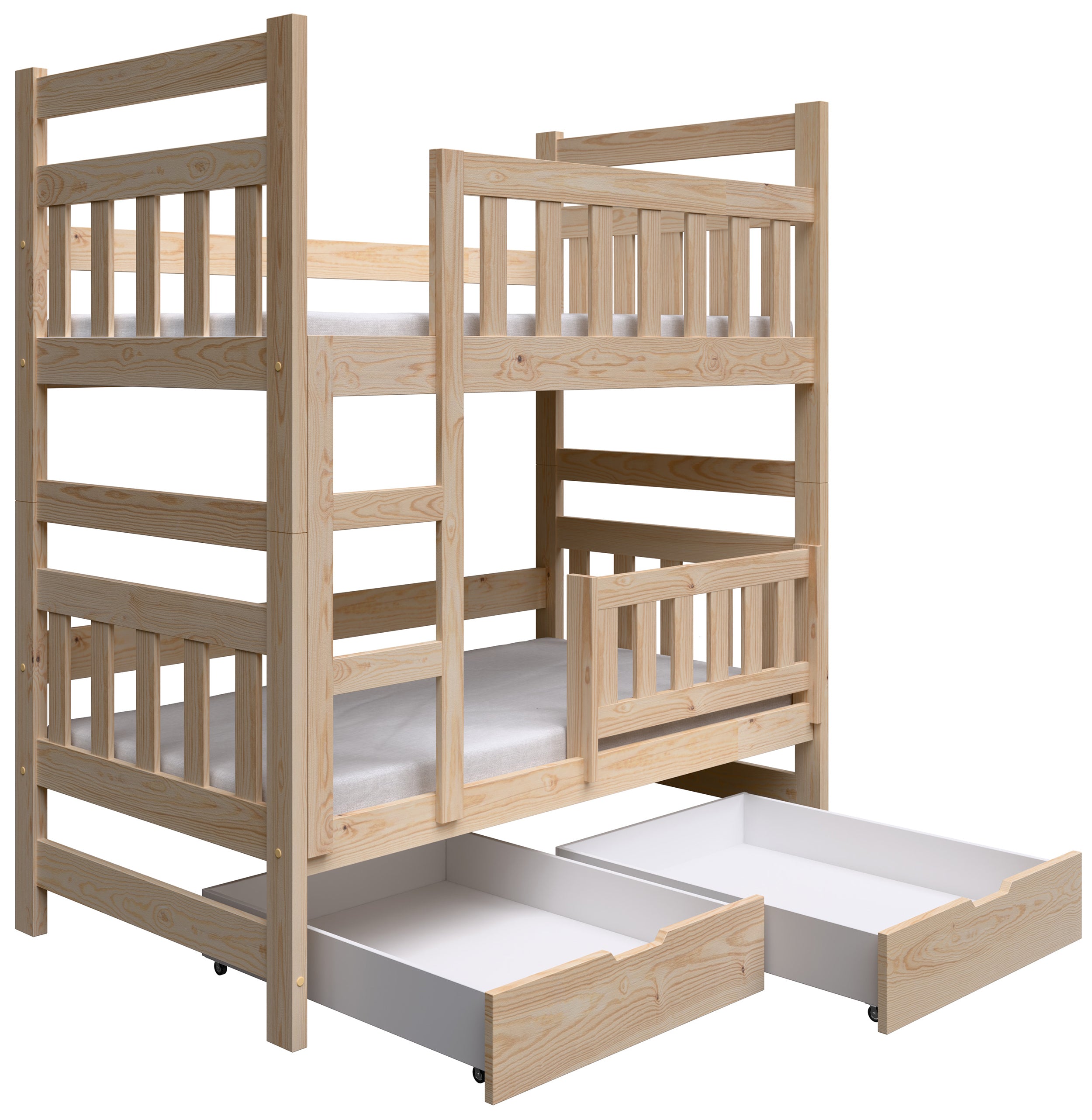 Etagenbett 80x185 cm Dromi mit Schubladen Kiefer
