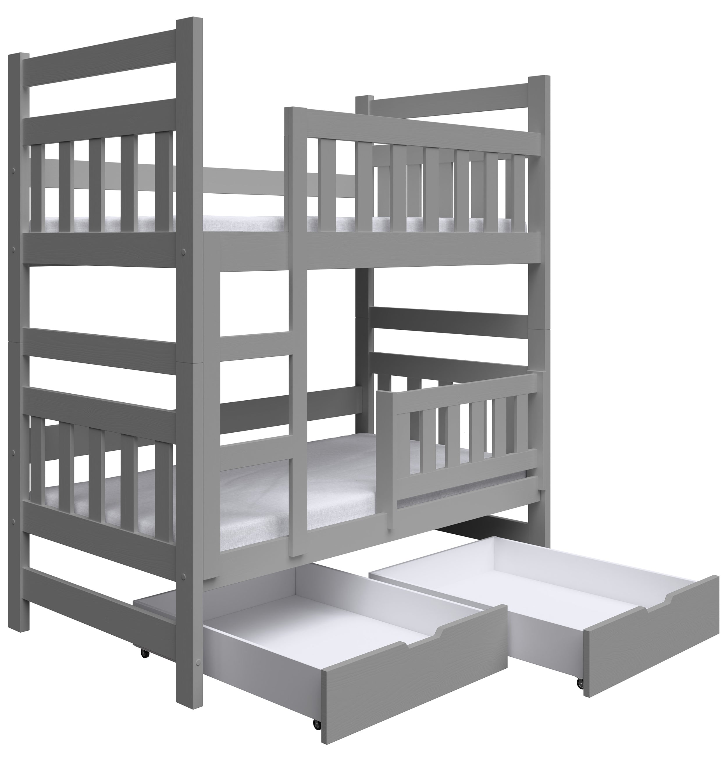 Etagenbett 80x185 cm Dromi mit Schubladen, grau
