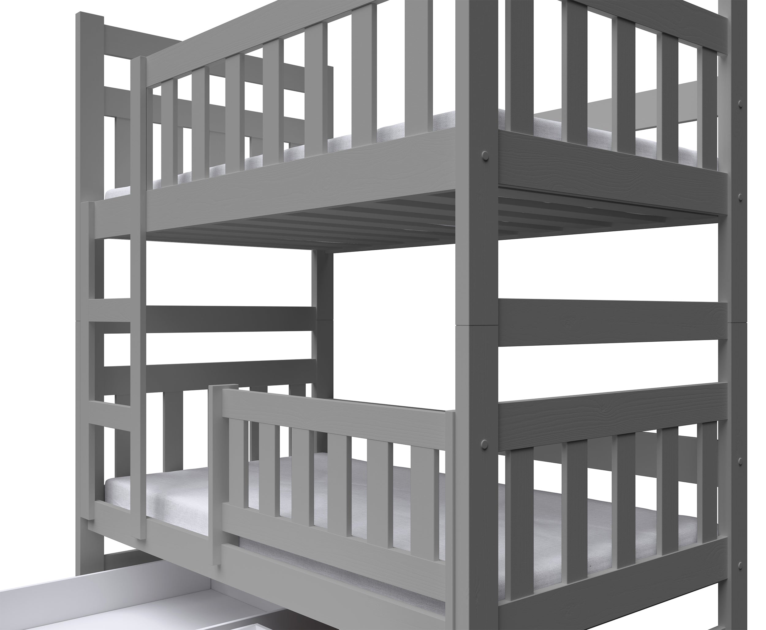Etagenbett 80x185 cm Dromi mit Schubladen, grau