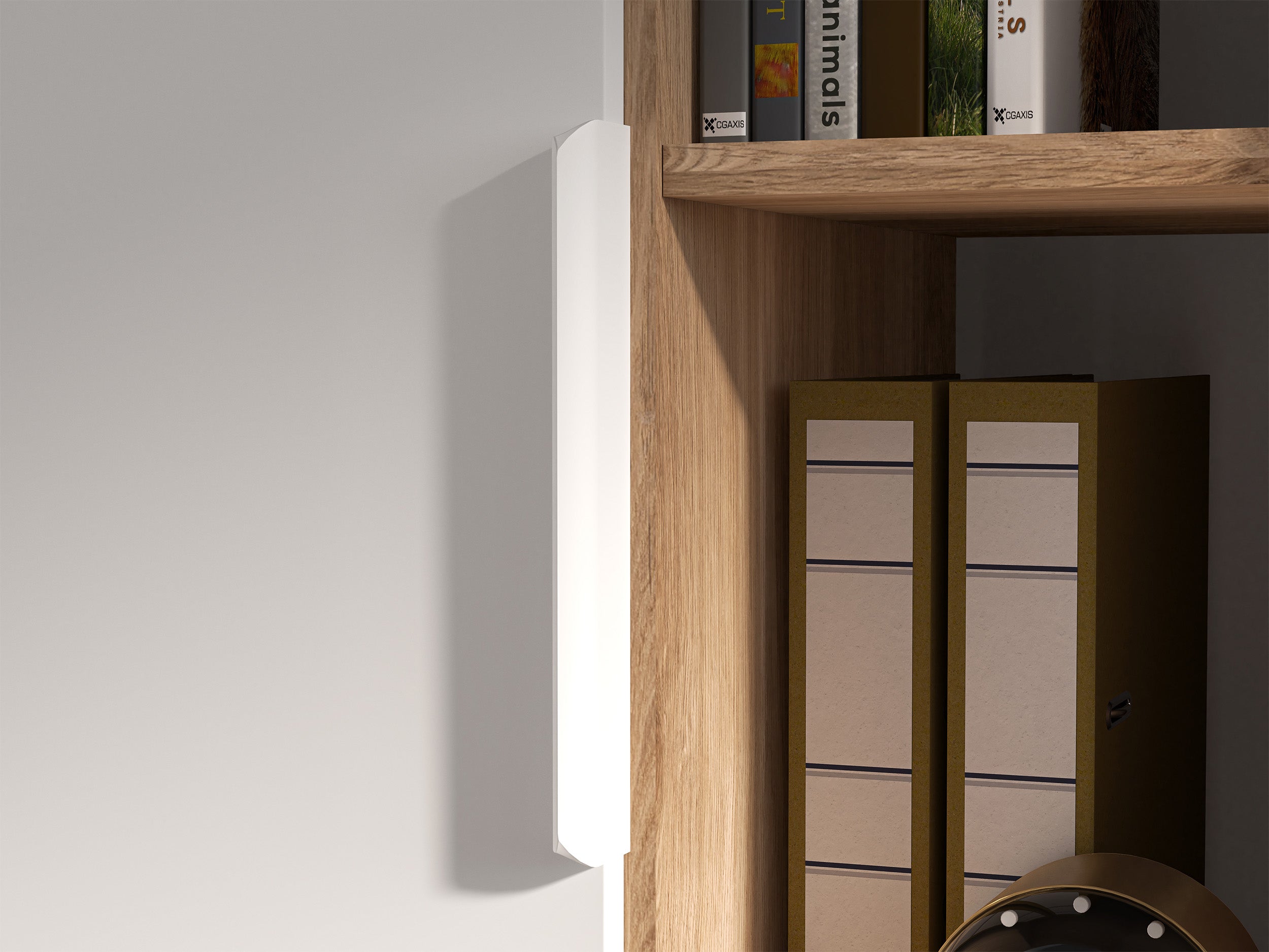 Jugendschrank Torino mit einer Tür, 64 cm breit, mit gerillten Nischen, Eiche Honey Castello/Alpenweiß/Grafit