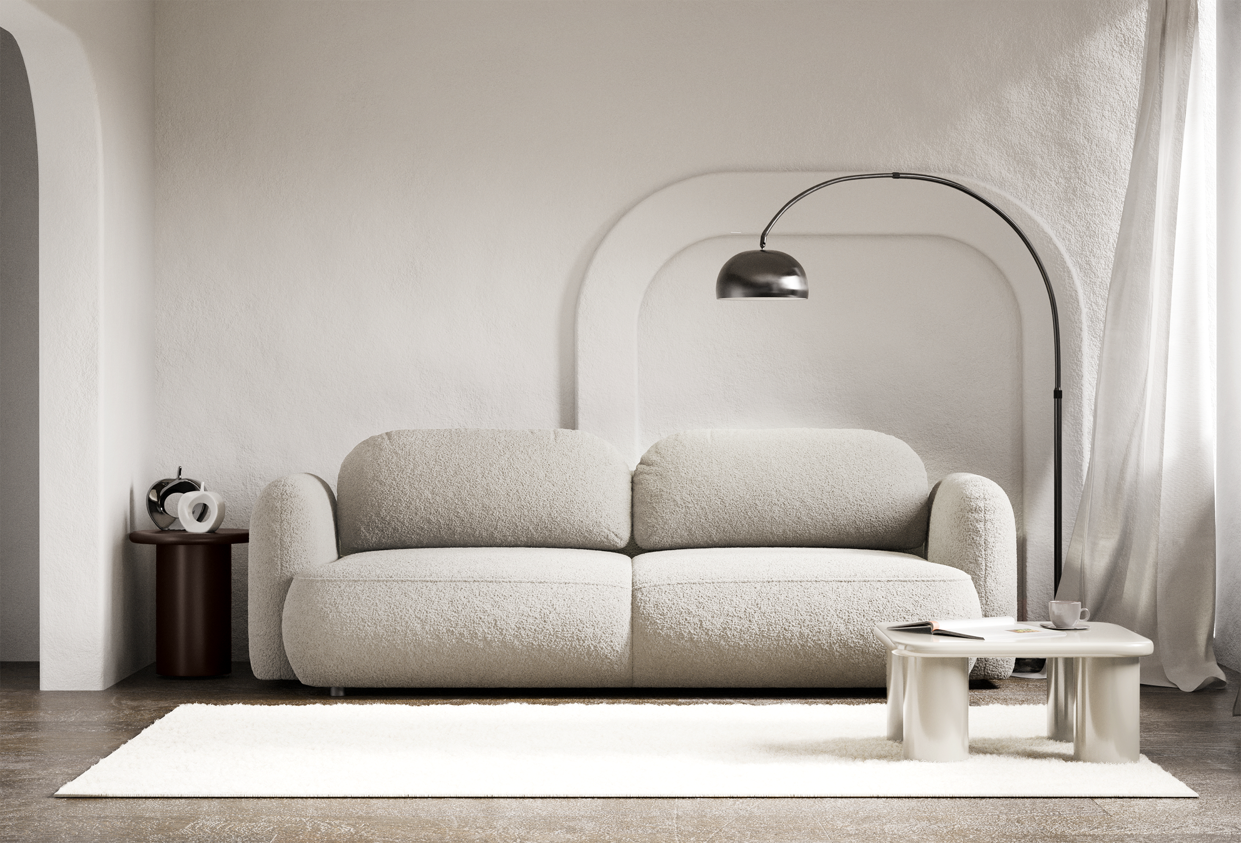 Vellity Couchtisch 70x70 cm beige Hochglanz